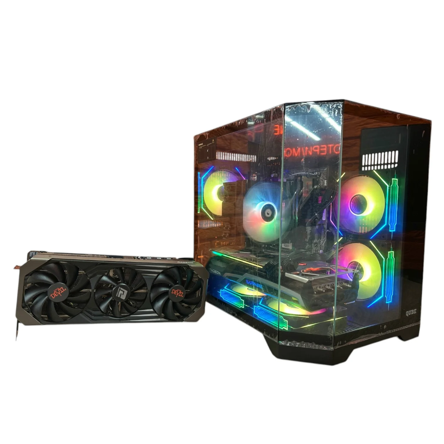 Комп'ютер QUBE CRYSTAL Color Tower i5-14Gen м. п. s1700 H610M   кулер цпу (4 тепл. трубки) 32GB DDR4 1TB M.2 NVME БЖ 850W Radeon RX 6900 XT 16GB GDDR6 00-00018285
